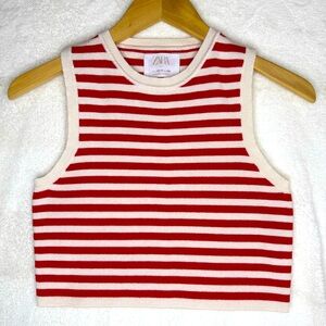 Zara Red and White Sweater Tank